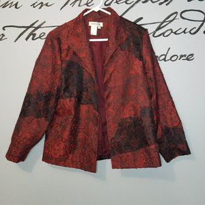 Coldwater Creek Red & Black Blazer Dress Jacket, M